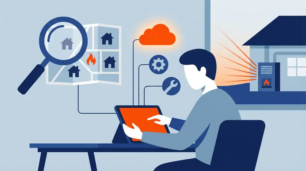 Smart home HVAC control system with remote monitoring and automation features.