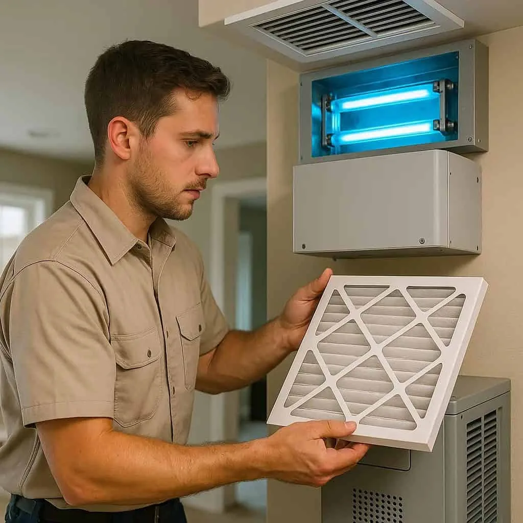 Smart Home Air & Heat technician performing indoor air quality assessment in Orlando FL home