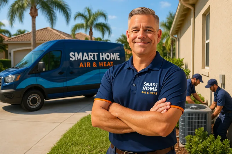 Smart Home Air & Heat owner Chris overseeing AC installation at an Orlando home