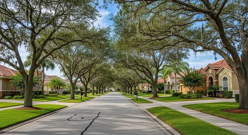 Bradford Lakes neighborhood tree-lined street Waterford Lakes Orlando